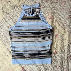White House Black Market Blue Striped Tank Top